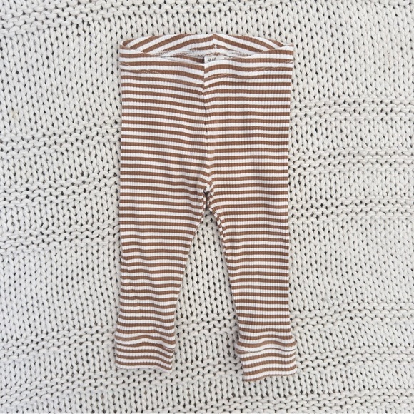 H&M Beige and White Stripped Toddler Neutral Leggings 2T - Picture 1 of 2